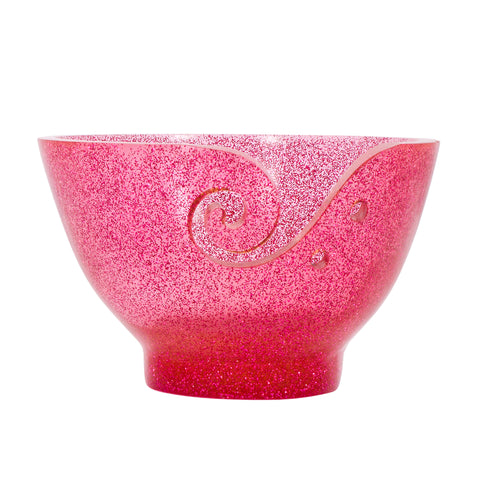 Ommi Handcrafted Resin Yarn Bowl, Knitting Resin Storage Bowl, Crochet Kit Organizer. (Pink Glitter)