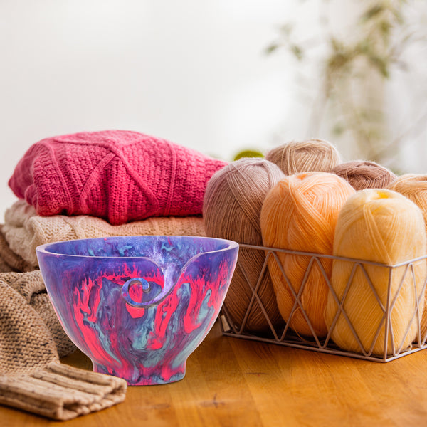 Ommi Handcrafted Resin Yarn Bowl, Knitting Resin Storage Bowl, Crochet Kit Organizer. (Purple)