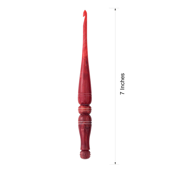 Ommi Ergonomic Handle Crochet Hooks | Handcrafted 7’’ Red Swirl Crochet Hook | Knitting Needle, Craft Yarn Weave | Best Gift!