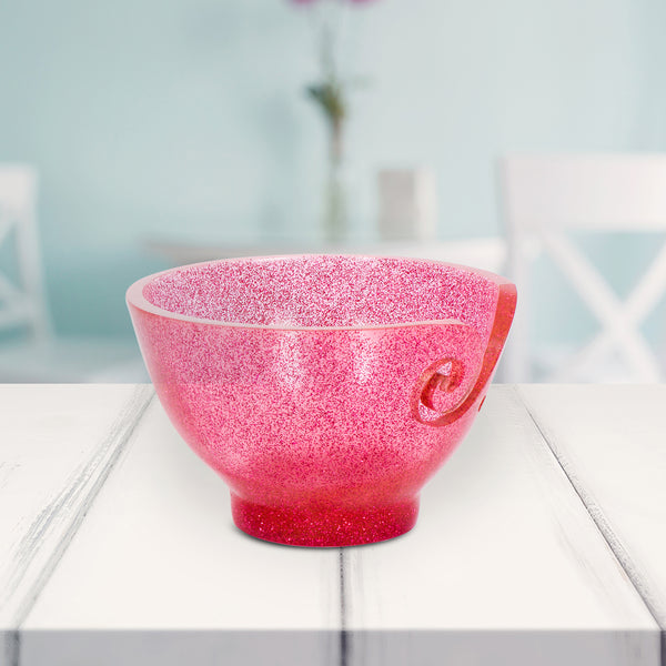 Ommi Handcrafted Resin Yarn Bowl, Knitting Resin Storage Bowl, Crochet Kit Organizer. (Pink Glitter)