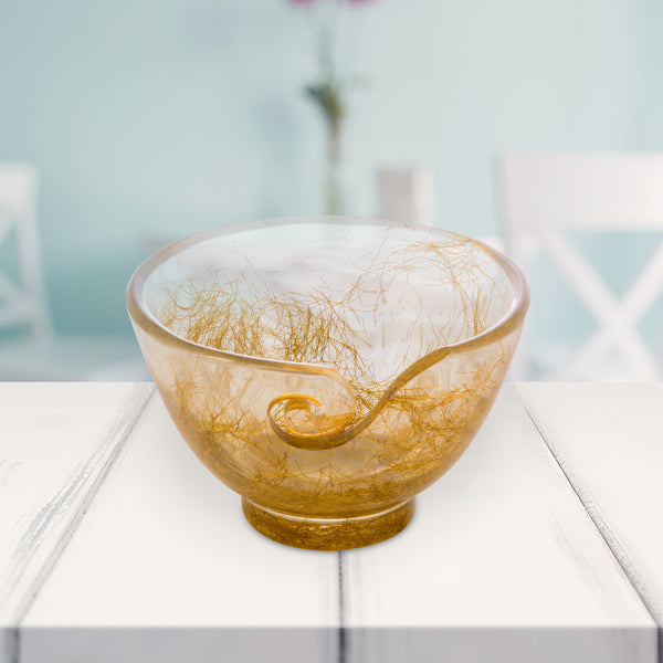 Ommi Handcrafted Resin Yarn Bowl, Knitting Resin Storage Bowl, Crochet Kit Organizer. (Golden)