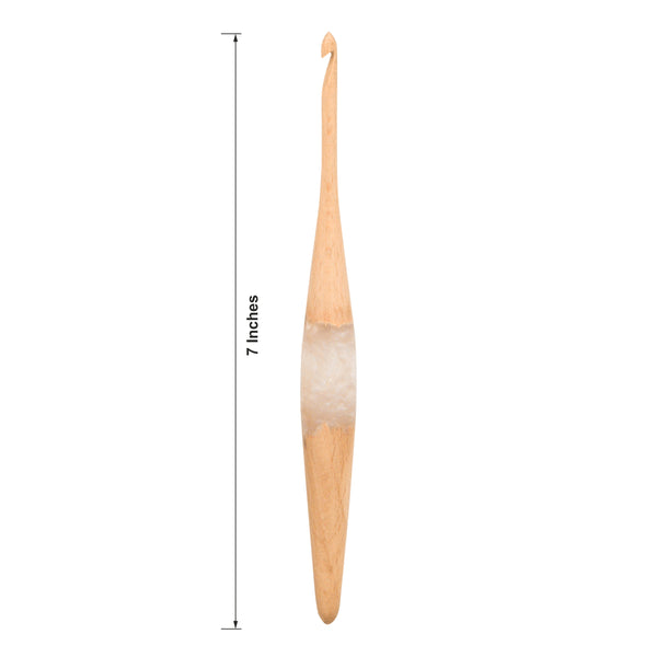 Ommi Ergonomic Handle Crochet Hooks | Handcrafted 7’’ Steam Beech Wood & Resin Mix Crochet Hook | Knitting Needle, Craft Yarn Weave | Best Gift!