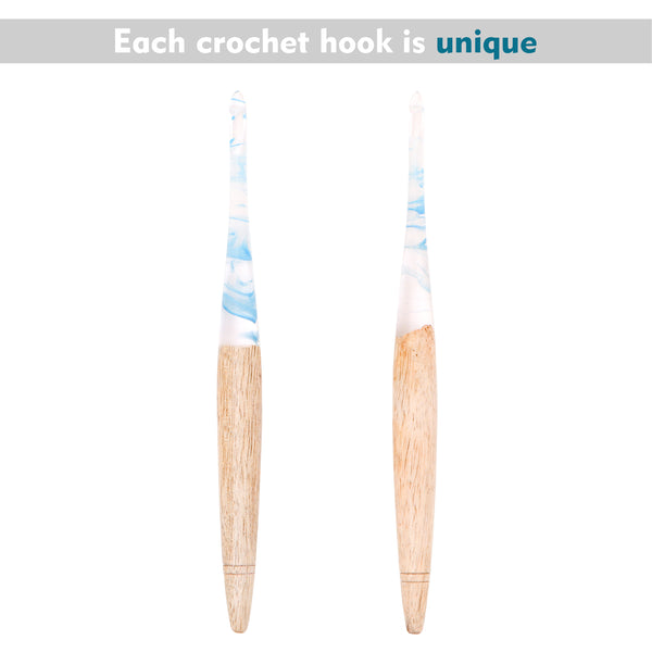 Ommi Ergonomic Handle Crochet Hooks | Handcrafted 6.7’’ Mango Wood Crochet Hook | Knitting Needle, Craft Yarn Weave | Best Gift!