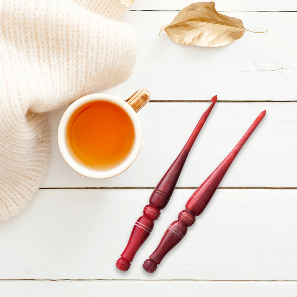 Ommi Ergonomic Handle Crochet Hooks | Handcrafted 7’’ Red Swirl Crochet Hook | Knitting Needle, Craft Yarn Weave | Best Gift!