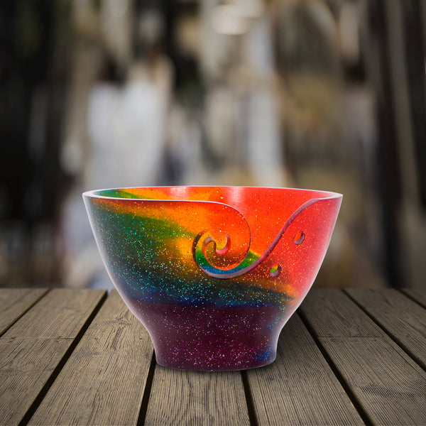 Ommi Handcrafted Resin Yarn Bowl, Knitting Resin Storage Bowl, Crochet Kit Organizer. (Rainbow)